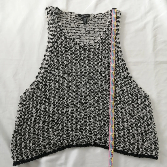 Eileen Fisher Tufted Cotton Twist Open Knit Tank Top Black and White Chain Small - Picture 14 of 15